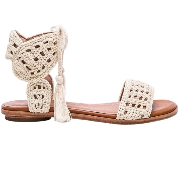 JOIE Jolee Croquet Flat Sandals Tassel Boho Size 39.5 - Picture 2 of 10